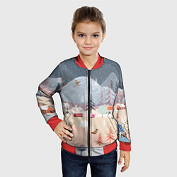 Бомбер детский Новогодние каникулы, цвет: 3D-красный — фото 2