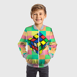 Бомбер детский Кубик Рубика, цвет: 3D-серый — фото 2
