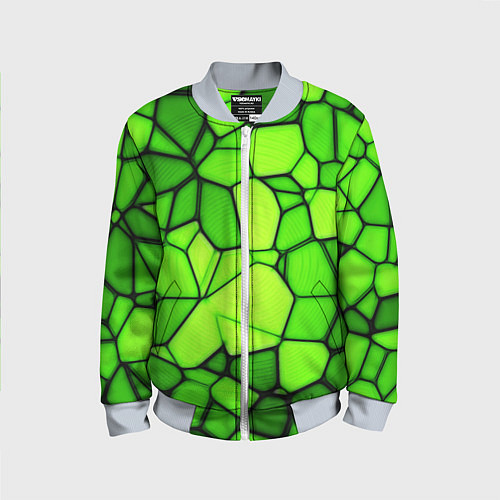 Детский бомбер Зеленая мозаика / 3D-Серый – фото 1