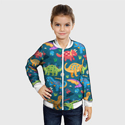 Бомбер детский Арт с динозаврами, цвет: 3D-белый — фото 2