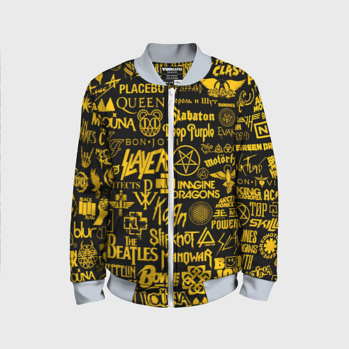 Детский бомбер ЛОГОТИПЫ РОК ГРУПП / 3D-Серый – фото 1