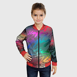 Бомбер детский Узоры, цвет: 3D-красный — фото 2