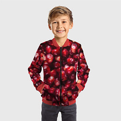 Бомбер детский Много ягод граната ярко сочно, цвет: 3D-красный — фото 2