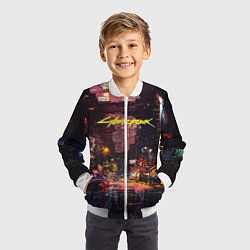 Бомбер детский CYBERPUNK 2077:КИБЕРПАНК S, цвет: 3D-белый — фото 2