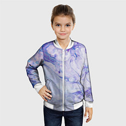 Бомбер детский Разводы сиреневой краской, цвет: 3D-белый — фото 2