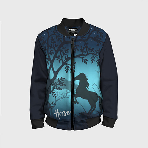 Детский бомбер Конь / 3D-Черный – фото 1