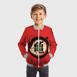 Бомбер детский Иероглифы Китайский Дракон, цвет: 3D-серый — фото 2