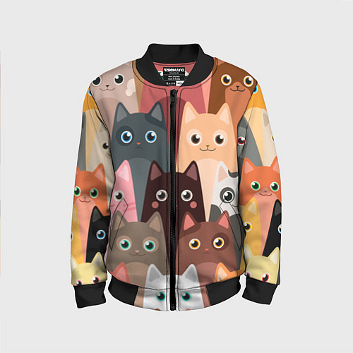 Детский бомбер Котики мультяшные / 3D-Черный – фото 1