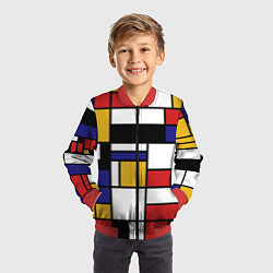 Бомбер детский Color blocking, цвет: 3D-красный — фото 2