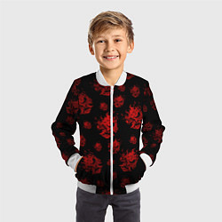 Бомбер детский Samurai pattern - красный, цвет: 3D-белый — фото 2