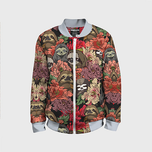 Детский бомбер Ленивец & Цветочки / 3D-Серый – фото 1