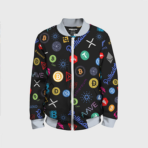 Детский бомбер BITCOIN PATTERN БИТКОИН Z / 3D-Серый – фото 1