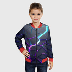 Бомбер детский НЕОНОВЫЙ РАЗЛОМ 3Д РАЗЛОМ, цвет: 3D-красный — фото 2