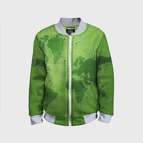 Детский бомбер Карта мира / 3D-Серый – фото 1