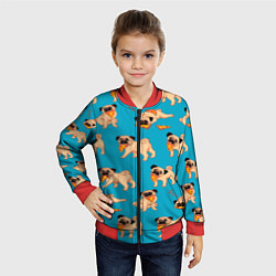 Бомбер детский Мопсы с пиццей, цвет: 3D-красный — фото 2