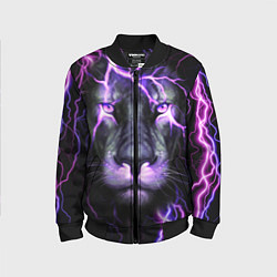 Бомбер детский НЕОНОВЫЙ ЛЕВ NEON LION, цвет: 3D-черный