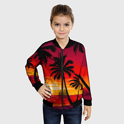 Бомбер детский Гавайский закат, цвет: 3D-черный — фото 2