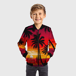 Бомбер детский Гавайский закат, цвет: 3D-черный — фото 2