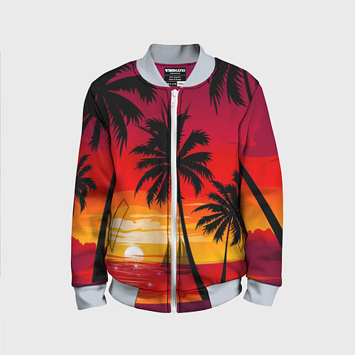 Детский бомбер Гавайский закат / 3D-Серый – фото 1