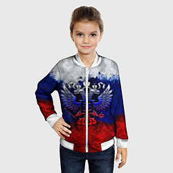 Бомбер детский Россия Russia Герб, цвет: 3D-белый — фото 2