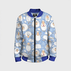 Бомбер детский Счастливые овечки, цвет: 3D-синий
