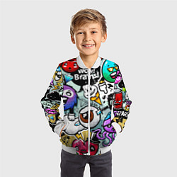 Бомбер детский Граффити, цвет: 3D-белый — фото 2