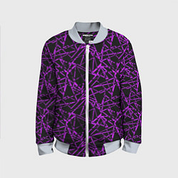 Бомбер детский Фиолетово-черный абстрактный узор, цвет: 3D-серый