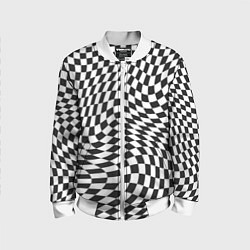 Бомбер детский Черно-белая клетка Black and white squares, цвет: 3D-белый