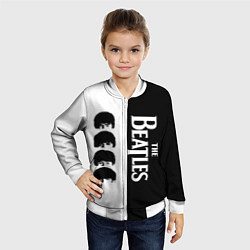 Бомбер детский The Beatles черно - белый партер, цвет: 3D-белый — фото 2