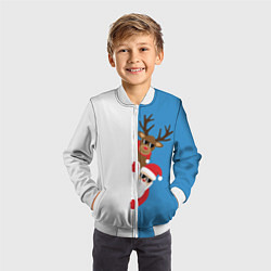 Бомбер детский Крутые Санта и Олень, цвет: 3D-белый — фото 2