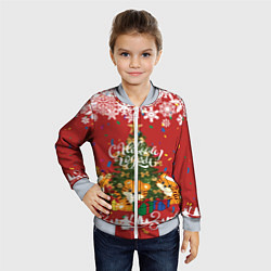 Бомбер детский Тигрята и ёлка, цвет: 3D-серый — фото 2