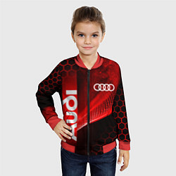 Бомбер детский AUDI АУДИ SPORT СПОРТ RED AND BLACK, цвет: 3D-красный — фото 2