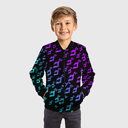 Бомбер детский JOJOS BIZARRE ADVENTURE NEON PATTERN НЕОН УЗОР, цвет: 3D-черный — фото 2