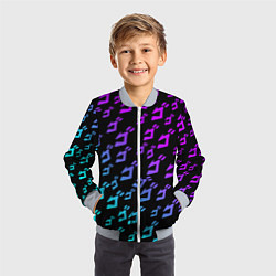 Бомбер детский JOJOS BIZARRE ADVENTURE NEON PATTERN НЕОН УЗОР, цвет: 3D-серый — фото 2