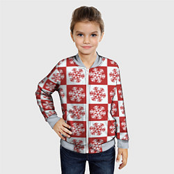 Бомбер детский Шахматные Снежинки, цвет: 3D-серый — фото 2