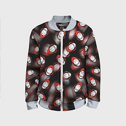 Бомбер детский БУМАЖНЫЙ ДОМ ПАТТЕРН МАСКА ДАЛИ, цвет: 3D-серый