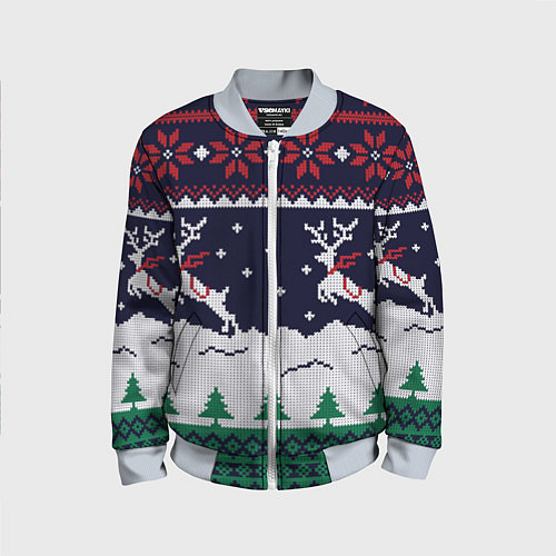 Детский бомбер СВИТЕР С ОЛЕНЯМИ DEER SWEATER / 3D-Серый – фото 1