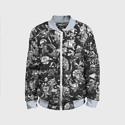 Бомбер детский DOTA 2 ВСЕ ПЕРСОНАЖИ ЧЁРНО БЕЛЫЙ, цвет: 3D-серый