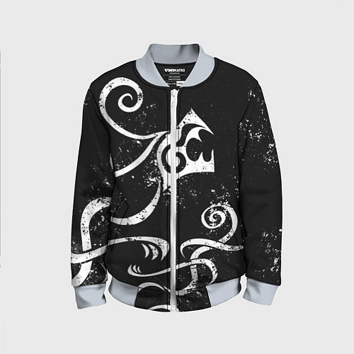 Детский бомбер ТАТУИРОВКА ДРАКЕНА WHITE AND BLACK / 3D-Серый – фото 1