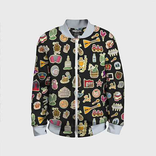 Детский бомбер Россия и СССР паттерн / 3D-Серый – фото 1