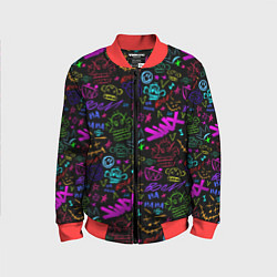 Бомбер детский League Of Legends - Arcane неоновые логотипы, цвет: 3D-красный