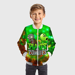 Бомбер детский Plants vs Zombies горохострел и зомби, цвет: 3D-белый — фото 2