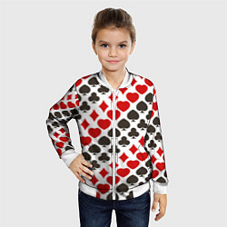 Бомбер детский Карточные Масти Card Suits, цвет: 3D-белый — фото 2