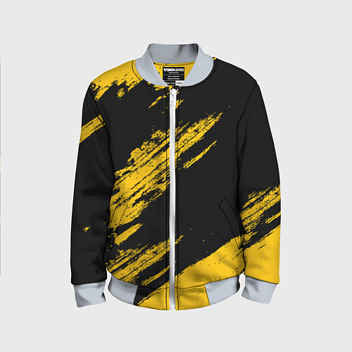 Детский бомбер BLACK AND YELLOW GRUNGE ГРАНЖ / 3D-Серый – фото 1