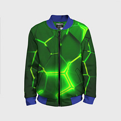 Бомбер детский 3D ПЛИТЫ НЕОН NEON GREEN HEXAGON РАЗЛОМ, цвет: 3D-синий