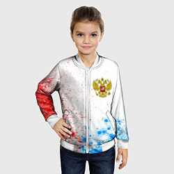 Бомбер детский RUSSIA - ГЕРБ - Арт, цвет: 3D-белый — фото 2