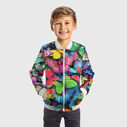 Бомбер детский Стая бабочек Pattern, цвет: 3D-белый — фото 2