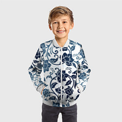Бомбер детский Гжелевые цветы, цвет: 3D-белый — фото 2