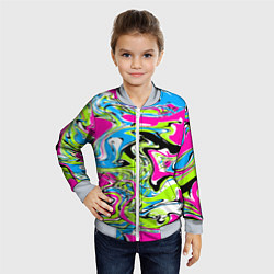 Бомбер детский Абстрактные мраморные разводы в ярких цветах Поп а, цвет: 3D-серый — фото 2