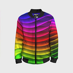 Бомбер детский Color line neon pattern Abstraction Summer 2023, цвет: 3D-черный